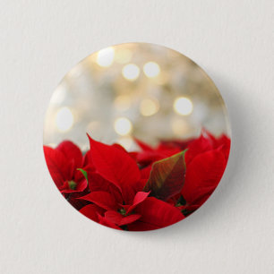 Christmas Poinsettia 6 Cm Round Badge