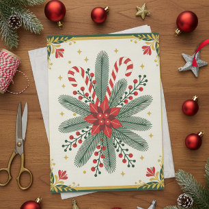 Christmas Poinsettia and Candy Cane Holiday Tissue Paper