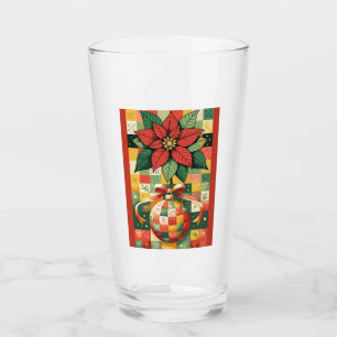 CHRISTMAS POINSETTIA AND ORNAMENT GLASS