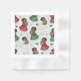 Christmas Poinsettia Angels Napkin