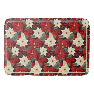 Christmas Poinsettia Bath Mat