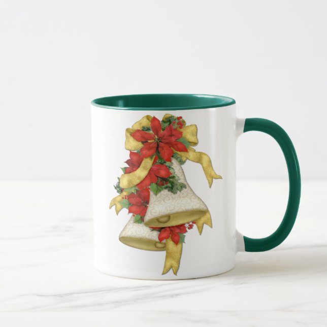 Christmas Poinsettia Bells Mug (Right)