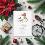Christmas Poinsettia Bicycle Winter Wedding Charm Invitation<br><div class="desc">Celebrate your holiday wedding with this charming invitation, featuring a festive bicycle basket filled with Christmas star poinsettias, pine, and spruce. Perfect for a winter or Christmas-themed wedding, this unique design combines rustic elegance with seasonal beauty. The whimsical bicycle element adds a playful touch, making this invitation ideal for couples...</div>