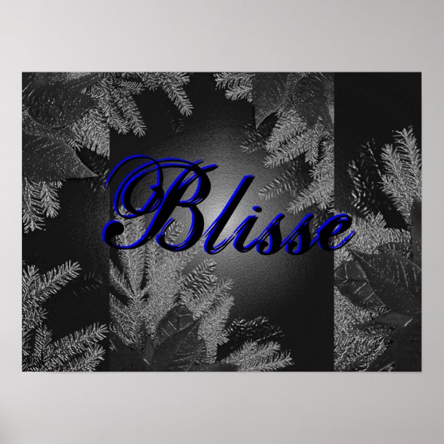 Christmas Poinsettia Black And Grey Blisse Poster (Front)