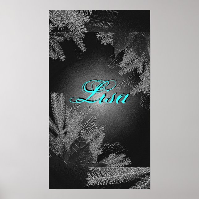 Christmas Poinsettia Black And Grey Lisa I Poster (Front)