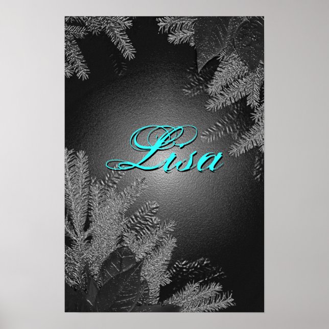 Christmas Poinsettia Black And Grey Lisa III Poster (Front)