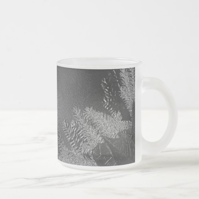 Christmas Poinsettia Black And Grey VI Frosted Glass Coffee Mug (Right)