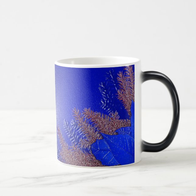 Christmas Poinsettia Blue III Magic Mug (Right)