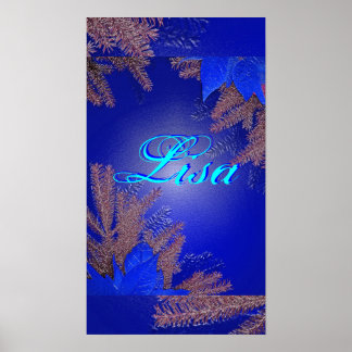 Christmas Poinsettia Blue Lisa I Poster