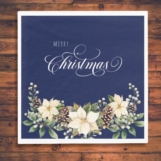  Christmas Poinsettia blue  Napkin (Creator Uploaded)