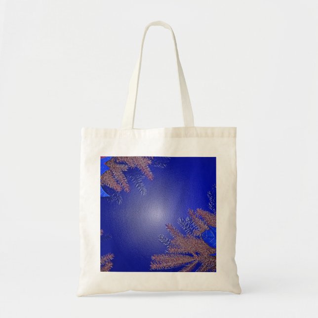 Christmas Poinsettia Blue Tote Bag (Front)