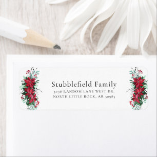 Christmas Poinsettia Botanical Return Address