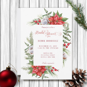 Christmas Poinsettia Bridal Shower Invitation