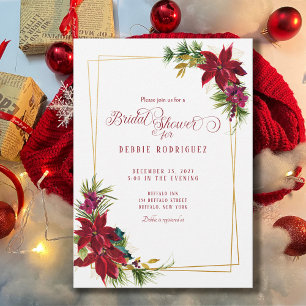 Christmas Poinsettia Bridal Shower Invitation