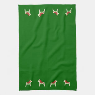 Christmas Poinsettia Dala Horse MoJo Kitchen towel