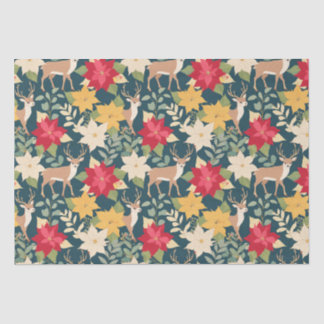 Christmas poinsettia deer pattern  tissue paper