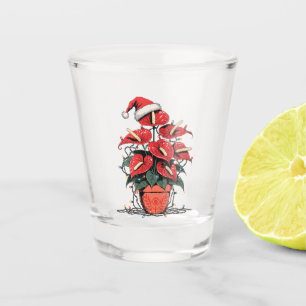 Christmas Poinsettia Euphorbia Terracotta Plant Shot Glass