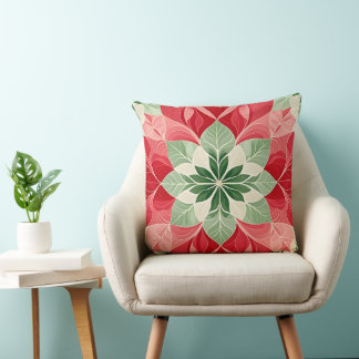 Christmas Poinsettia Festive Cushion