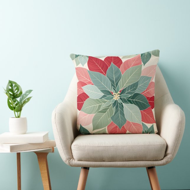  Christmas Poinsettia  Festive  Cushion (Chair)