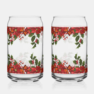 Christmas Poinsettia: Festive Holiday Can Glass