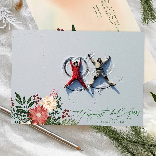 Christmas Poinsettia Festive Photo Happiest Holiday Card (Creator Uploaded)