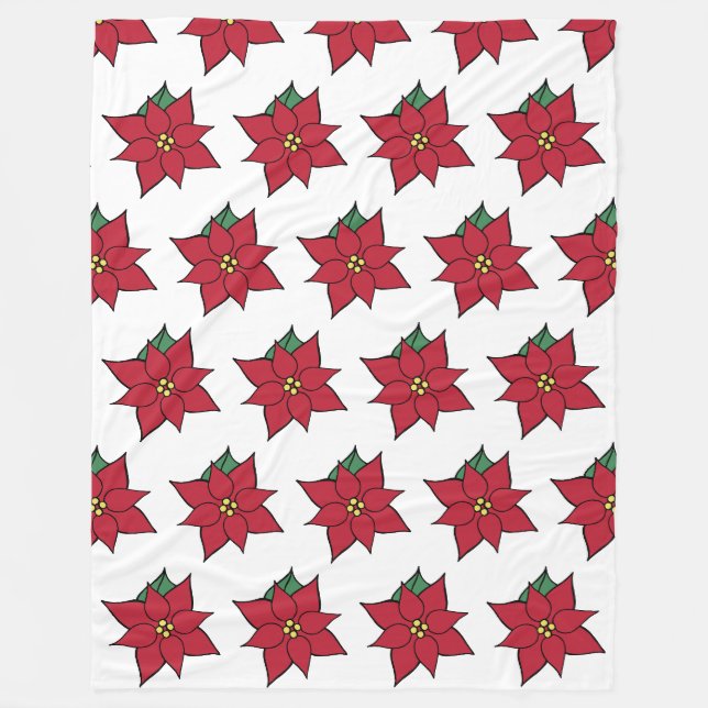 Christmas Poinsettia Fleece Blanket  (Front)