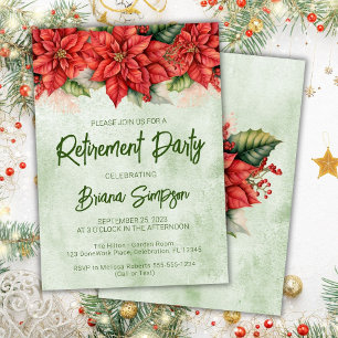 Christmas Poinsettia Floral Retirement Party Invitation