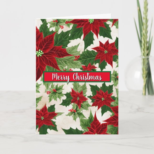 Christmas Poinsettia Flower Pattern Card (Front)