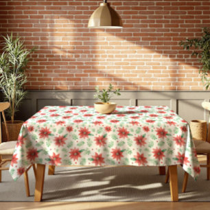 Christmas Poinsettia Flowers – Kitchen Decor Tablecloth