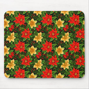 Christmas Poinsettia Flowers Pattern-86755 Mouse Pad