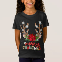 Christmas Poinsettia Flowers Reindeer Family Match