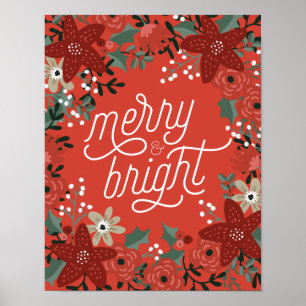 Christmas Poinsettia Foliage Poster