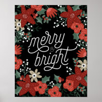 Christmas Poinsettia Foliage Poster