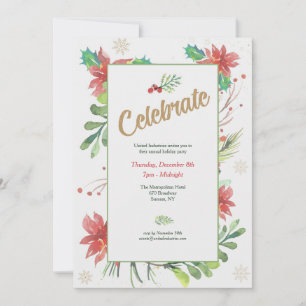 Christmas Poinsettia Frame Invitation