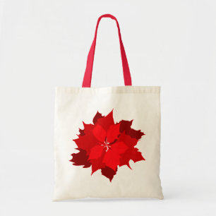 Christmas poinsettia graphic seasonal shopping bag