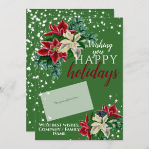 Christmas Poinsettia Green Gift Card Holder