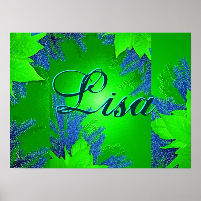 Christmas Poinsettia Green Lisa Poster (Front)
