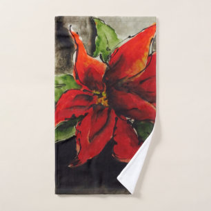 Christmas Poinsettia Hand Towel