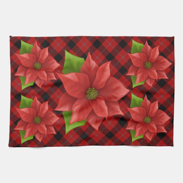 Christmas Poinsettia Hand Towel (Horizontal)
