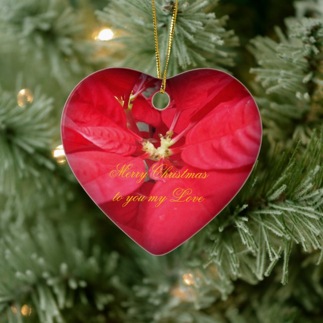 Christmas Poinsettia Heart Ornament (Tree)