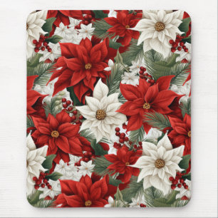 Christmas Poinsettia – Holiday Floral Design Mouse Pad