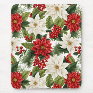 Christmas Poinsettia – Holiday Floral Design Mouse Pad