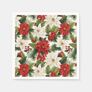 Christmas Poinsettia – Holiday Floral Design Napkin
