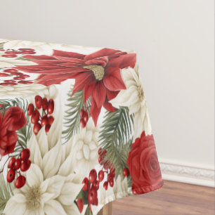 Christmas Poinsettia – Holiday Floral Design Tablecloth