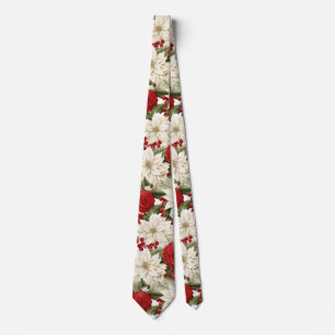 Christmas Poinsettia – Holiday Floral Design Tie