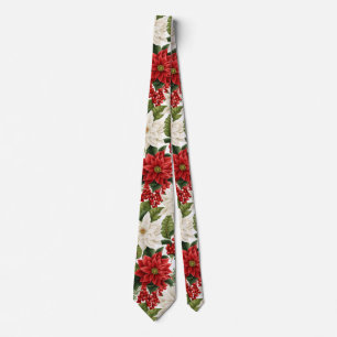 Christmas Poinsettia – Holiday Floral Design Tie