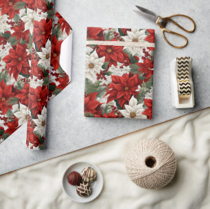 Christmas Poinsettia – Holiday Floral Design Wrapping Paper