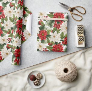 Christmas Poinsettia – Holiday Floral Design Wrapping Paper