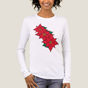 Christmas Poinsettia Holiday T-Shirt  Tri-Blend Shirt