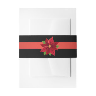 Christmas Poinsettia  Invitation Belly Band
